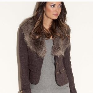 Guess Brown Fur-Trimmed Blazer
